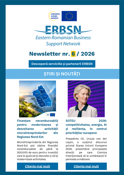 A apărut Newsletter-ul ERBSN nr. 6/2026. Descoperă cele mai noi informații europene pentru IMM-uri